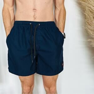 MENS QUICKSILVER Navy Blue Drawstring Tie Swimsuit Swim Board Volley Shorts L
